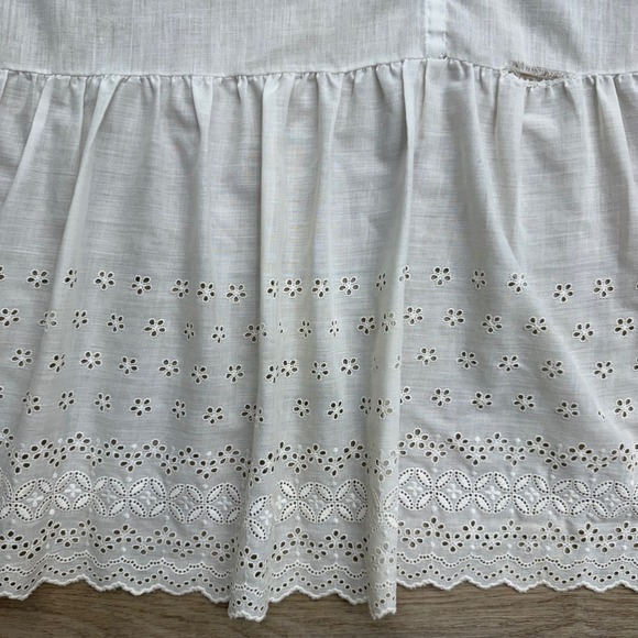 Vintage Sufolla White Cotton Eyelet Queen Bed Skirt Cottagecore Shabby Chic READ - Picture 2 of 10